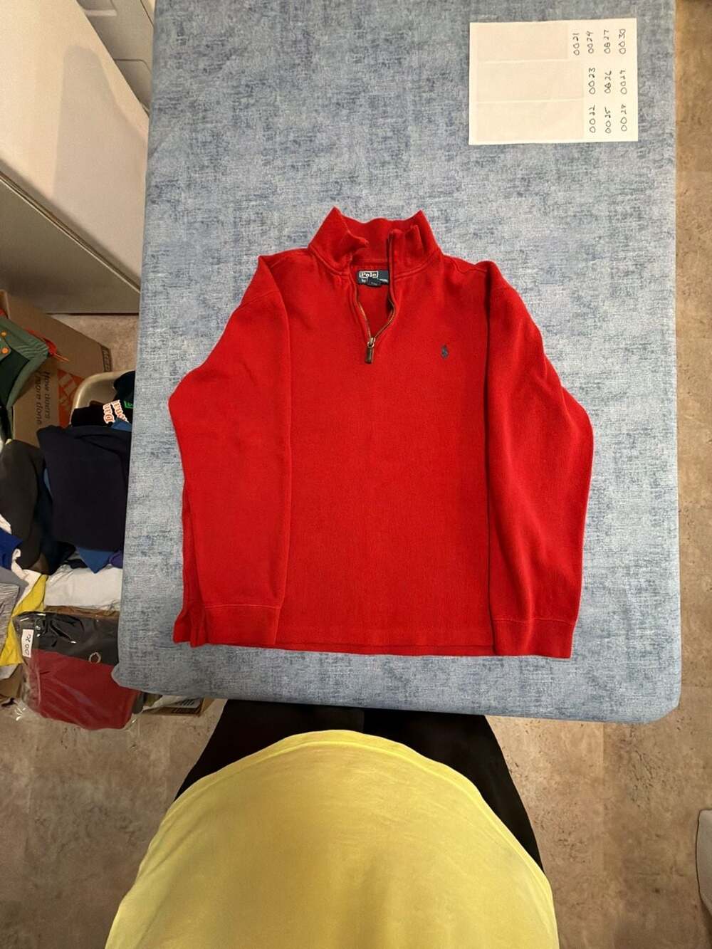 Polo Ralph Lauren Men's Red Estate Rib 1/4 Zip Pullover Cotton Sweater Large